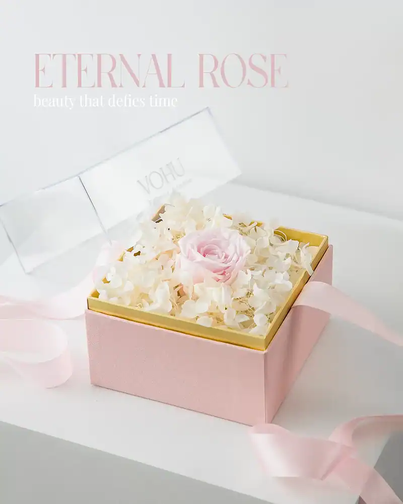 باکس گل رز جاودان صورتی هانیسا - Image 2