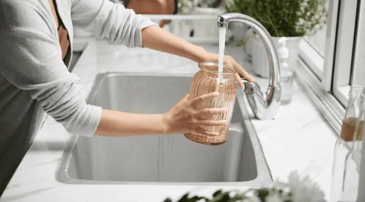 خانمی در حال پر کردن آب گلدان