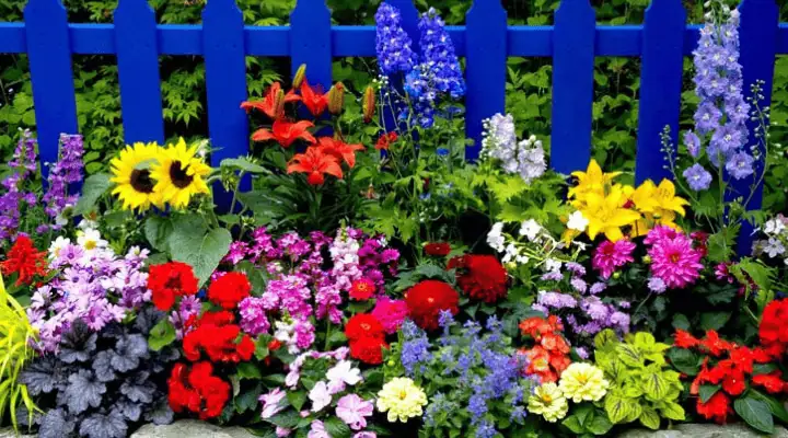 باغچهای رنگارنگ با گلهای تابستانی