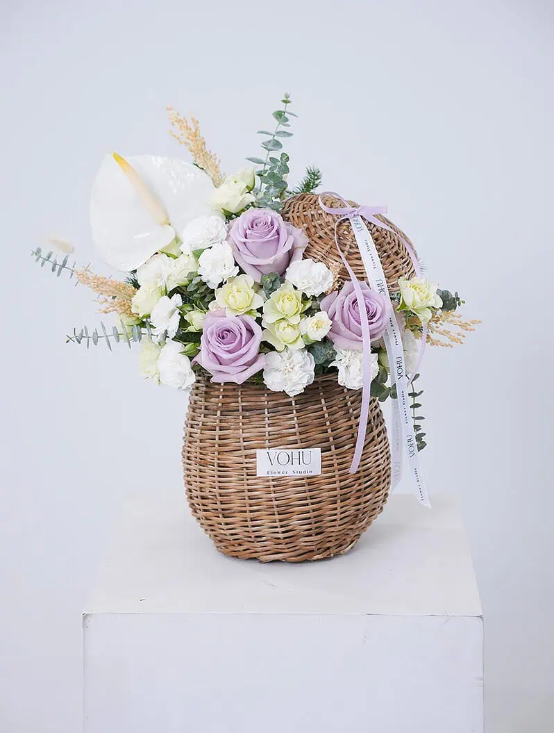 سبد گل حصیری مینل - Image 1