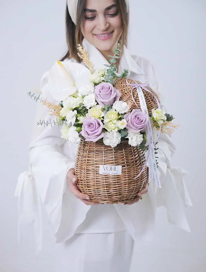 سبد گل حصیری مینل - Image 2